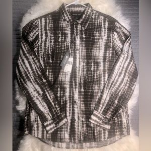 NWT Rare Saks Exclusive Michael Kors Tailored Fit Button Down Shirt L Brn/White